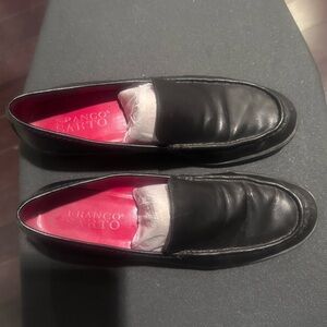 Franco Sarto Black Leather Loafers with Pink Interior